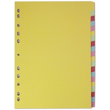 Elba Recycled Subject Dividers, 20-Part, Blank Multicolour Tabs, A4, Multicolour