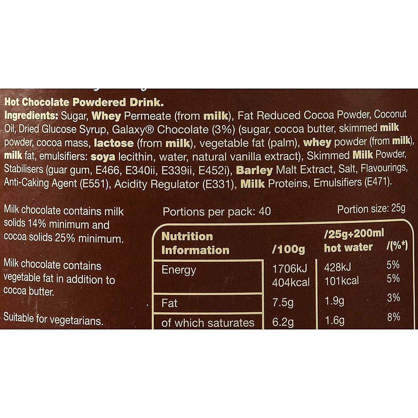 Galaxy Instant Hot Chocolate, 1kg Easy2Order : BZ10551