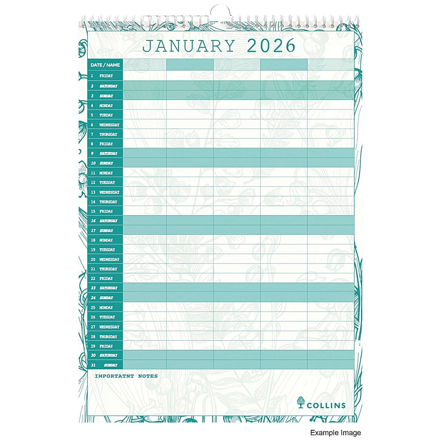 Collins Tara 2026 Wall Calendar, Month To View, A3 Easy2Order : CDTAFC13526