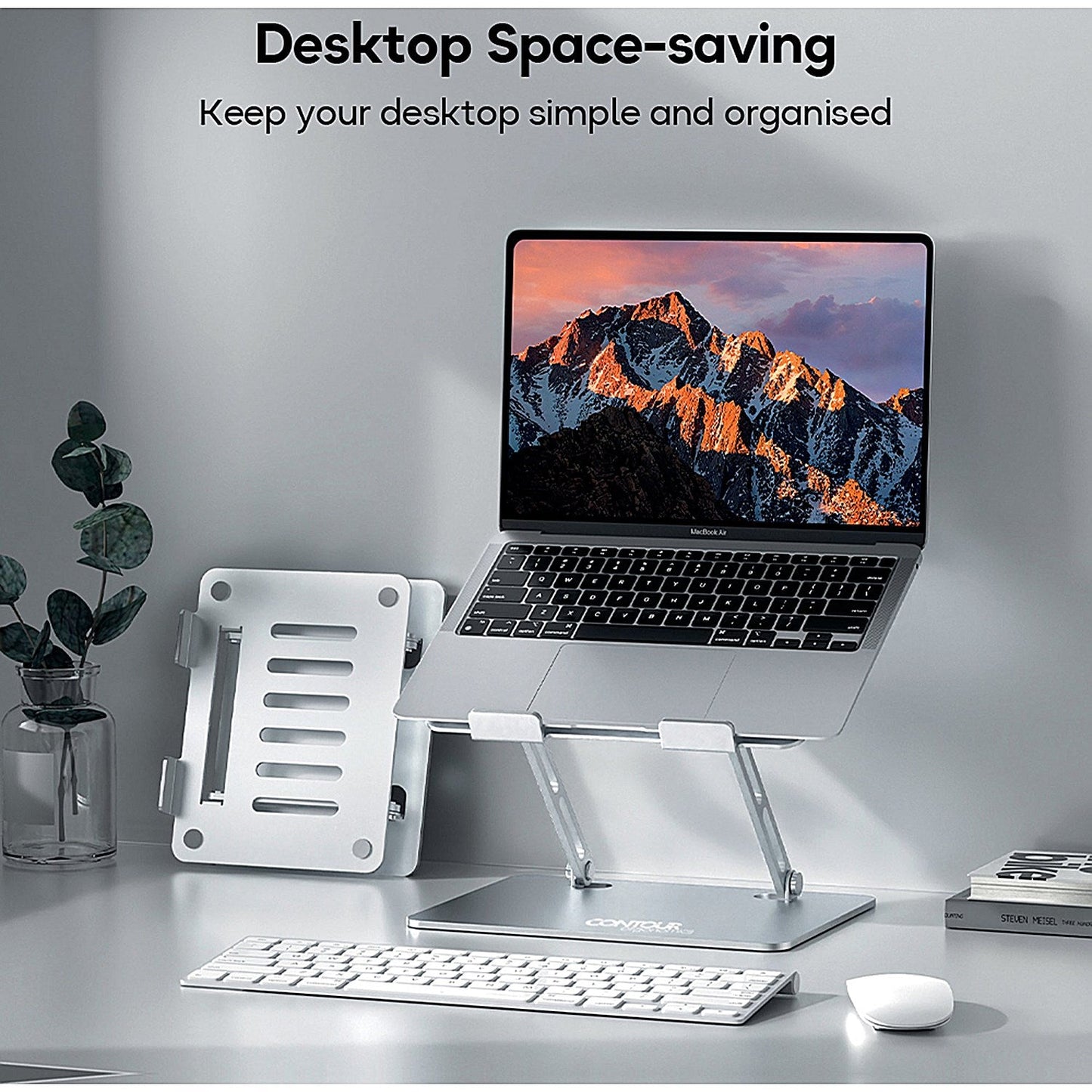Contour Ergonomics Adjustable Aluminium Laptop Stand For Laptops Up To 17 Inches Silver Easy2Order : CE10135