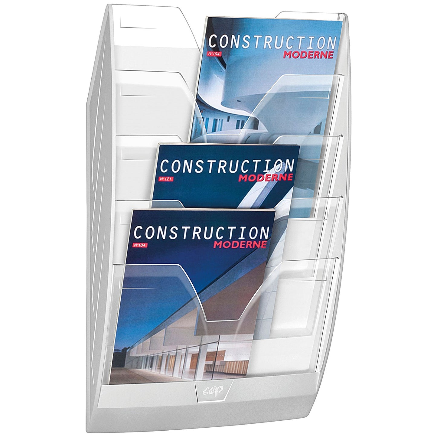 CEP Wall File, 5 Compartment, White/Crystal