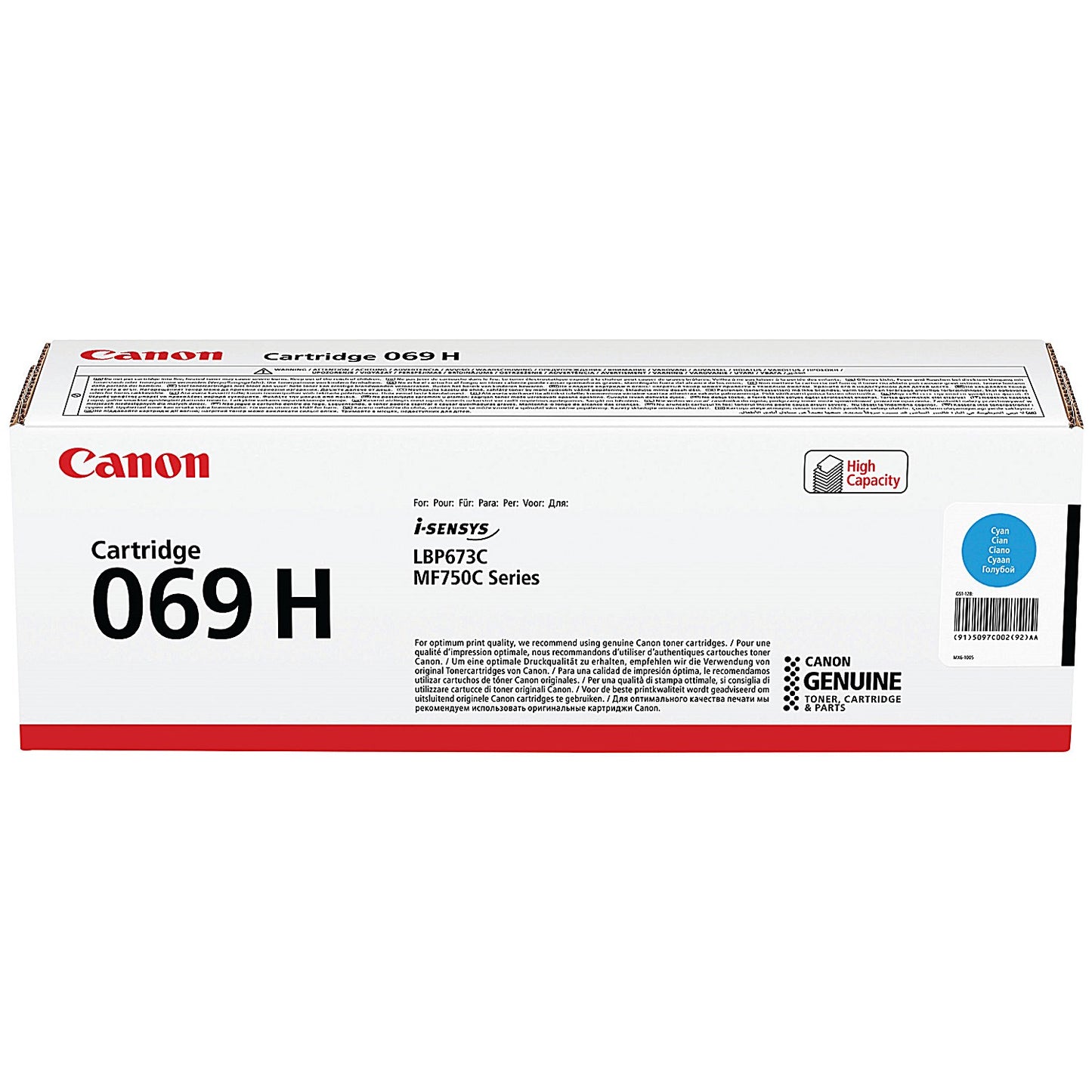 Canon 069H Toner Cartridge High Yield Cyan 5097C002