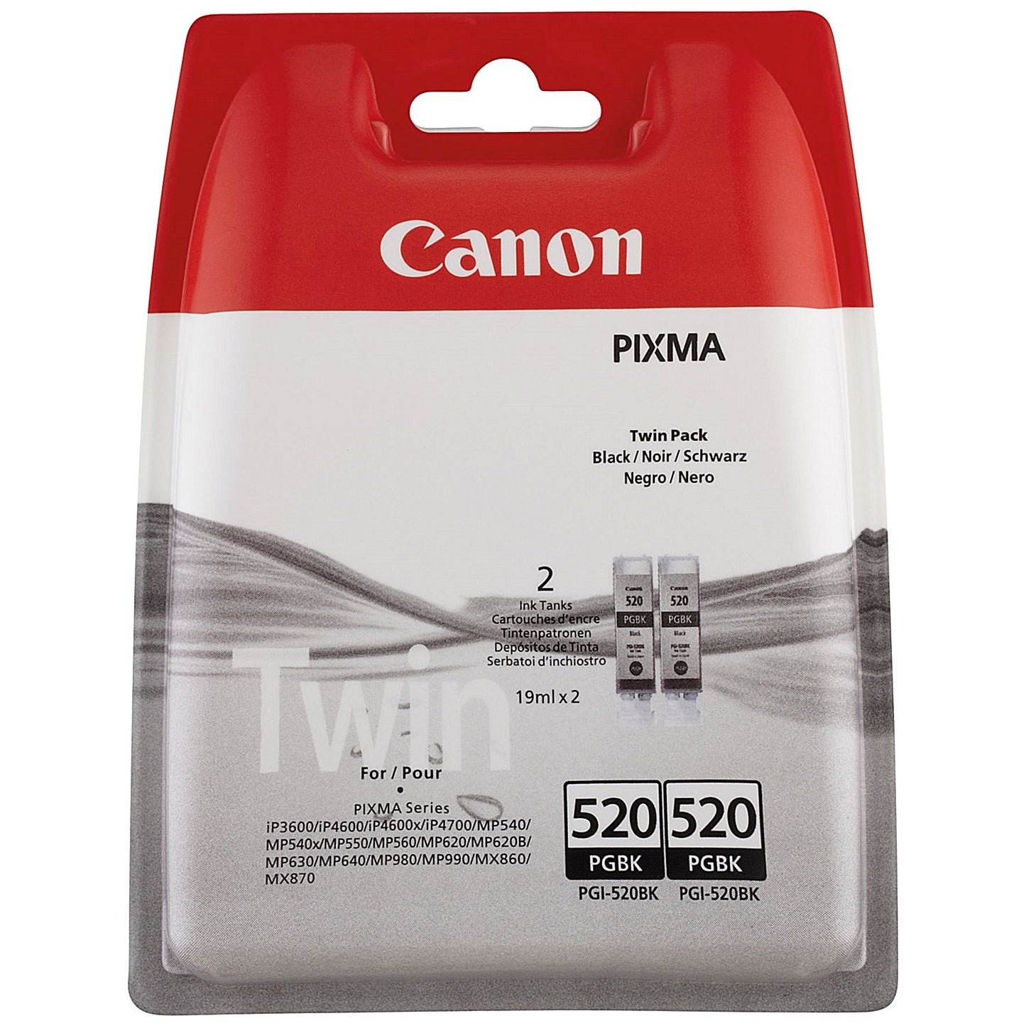 Canon PGI-520 Inkjet Cartridge, Twin Pack, Black