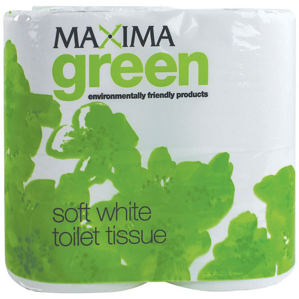Maxima Green White Recycled Toilet Roll, Pack of 48