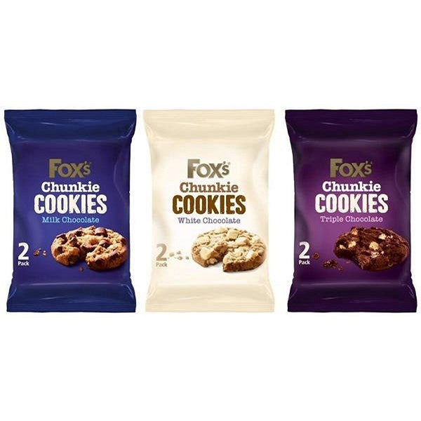 Fox's Triple Chocolate Cookie Biscuits Twin Packs, 45g, Pack of 48