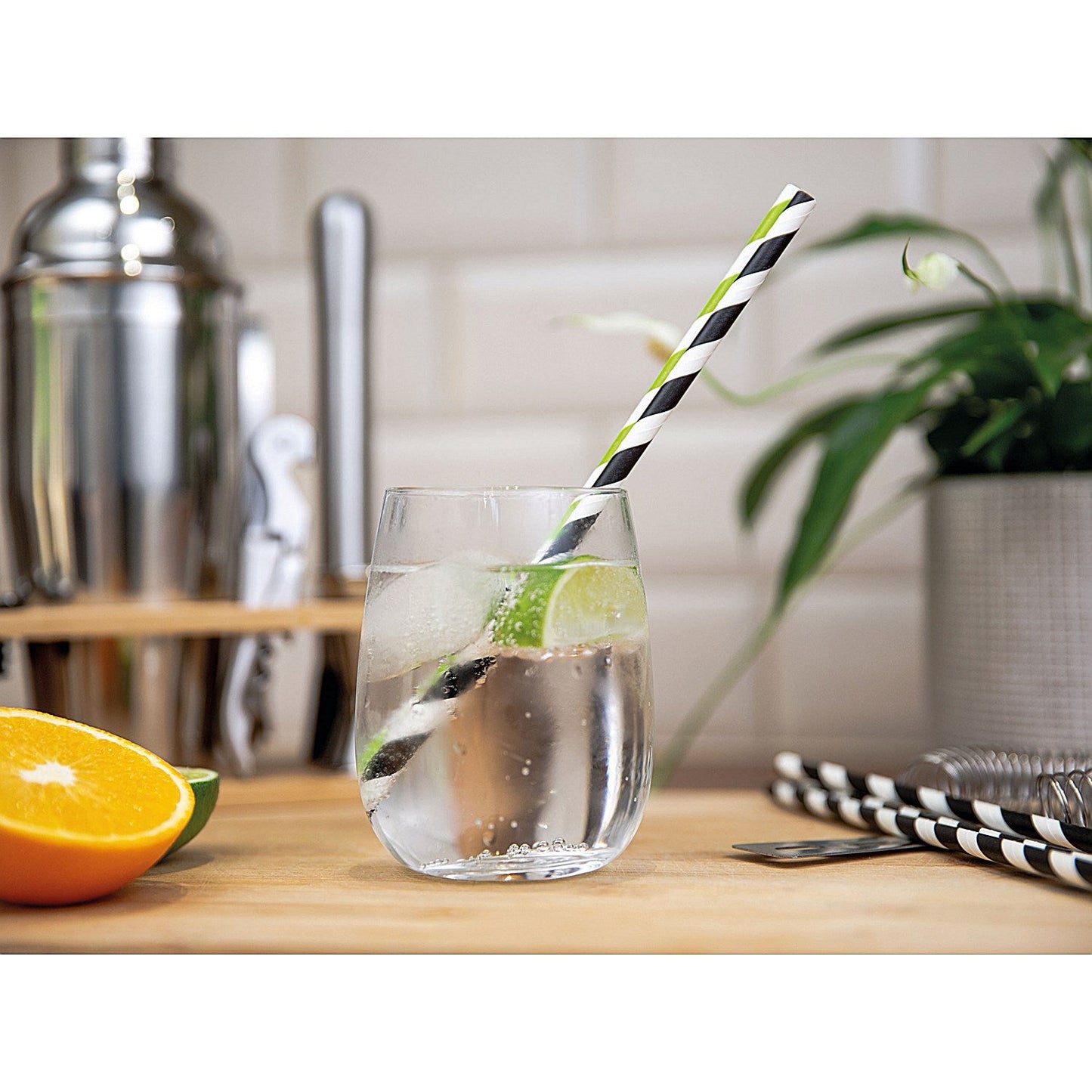 Cheeky Panda Bamboo Paper Straw, Black Stripes, Pack of 250 Easy2Order : CPD63044