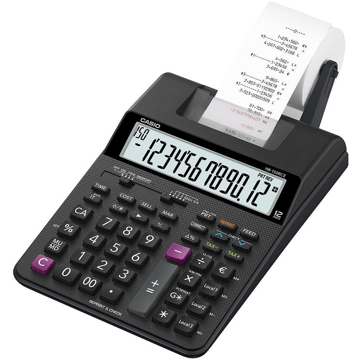 Casio Desktop Printing Calculator, 12 Digit, 2 Colour Printing, Black