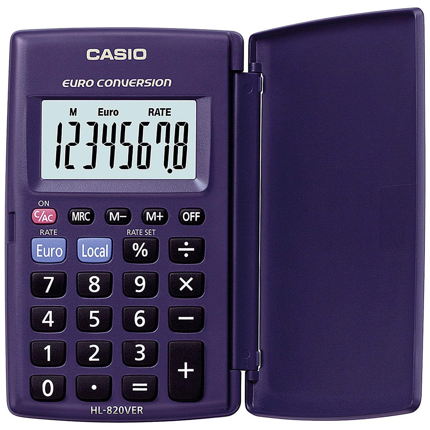 Casio HL-820 Pocket Calculator with Protective Cover, 8 Digit, Battery Powered, Black
