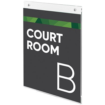 Deflecto Portrait Wall Sign Holder, A3, Clear