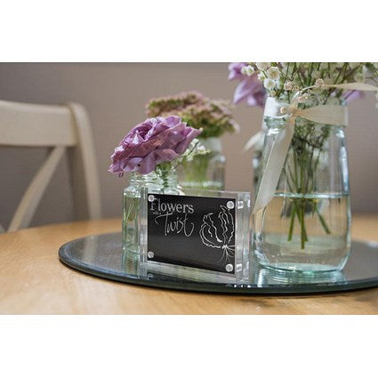 Deflecto Magnetic Block Desktop Business Card Holder, Acrylic, 95x65mm