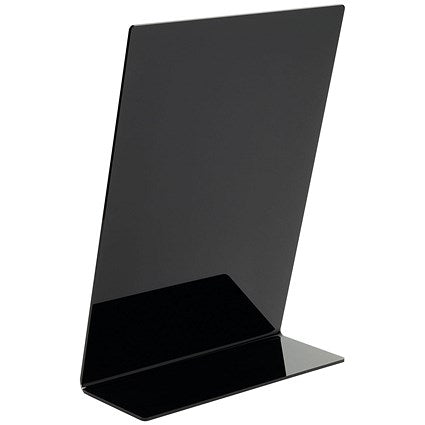 Deflecto Slanted Display Sign Holder, A4, Portrait, Black