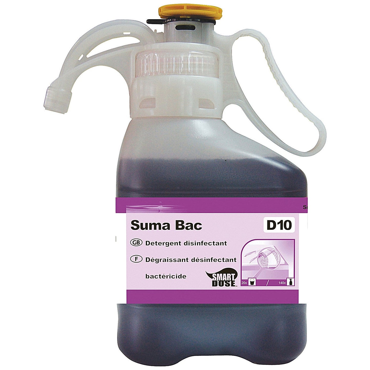Diversey SmartDose Suma Bac D10 Detergent Surface Sanitiser, 1.4 Litres, Pack of 2 Easy2Order : DV09790
