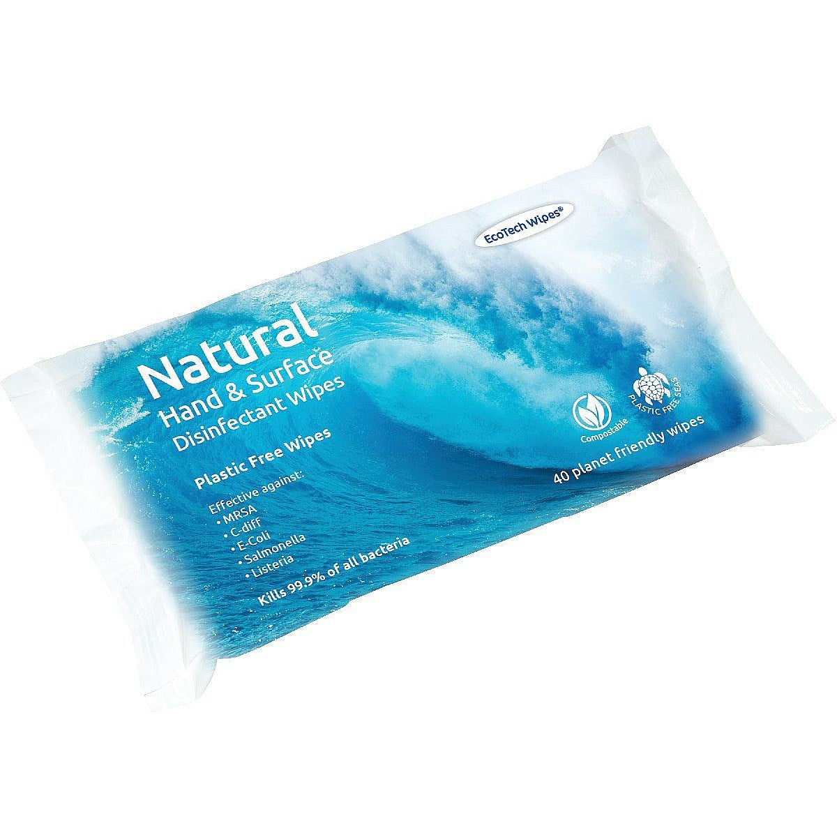 Ecotech Plastic-Free Disinfectant Wipes, 40 Wipes Per Pack, Pack of 16 Easy2Order : ECO24336