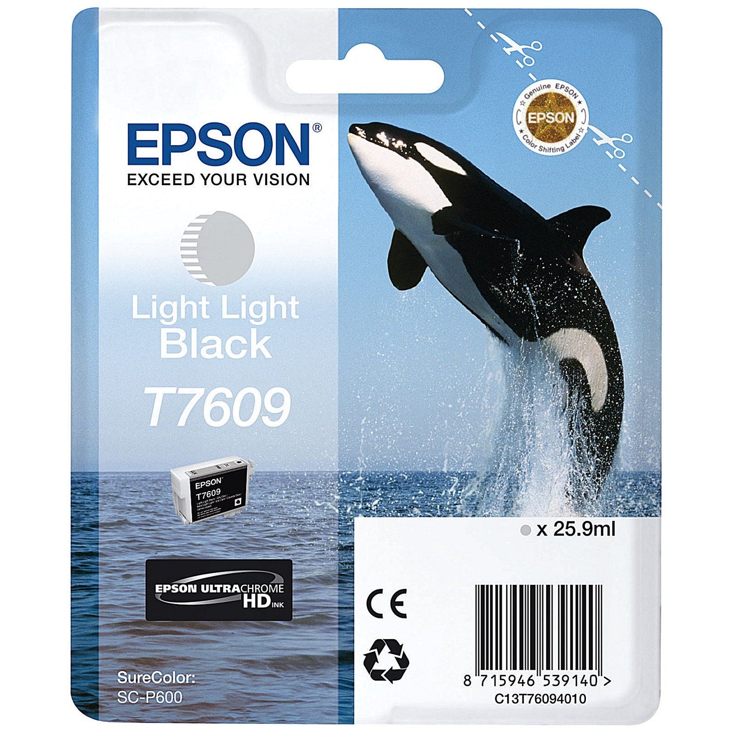 Epson T7609 Killer Whale UltraChrome HD Ink Cartridge Light Light Black C13T76094010 Easy2Order : EP53914