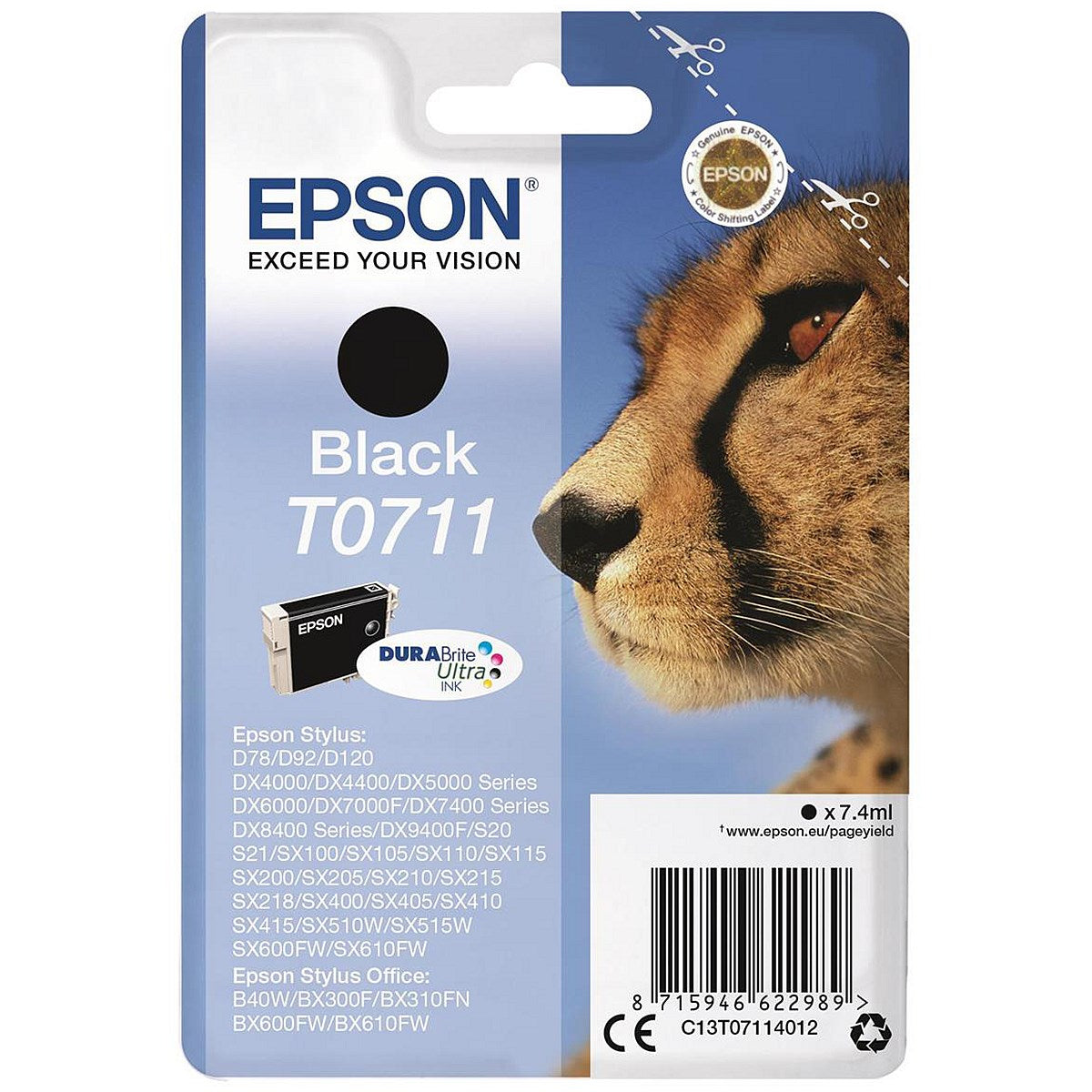 Epson T0711 Black DURABrite Inkjet Cartridge