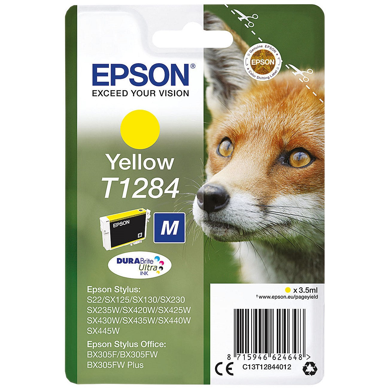 Epson T1284 Fox DURABrite Ultra Ink Cartridge Yellow C13T12844012