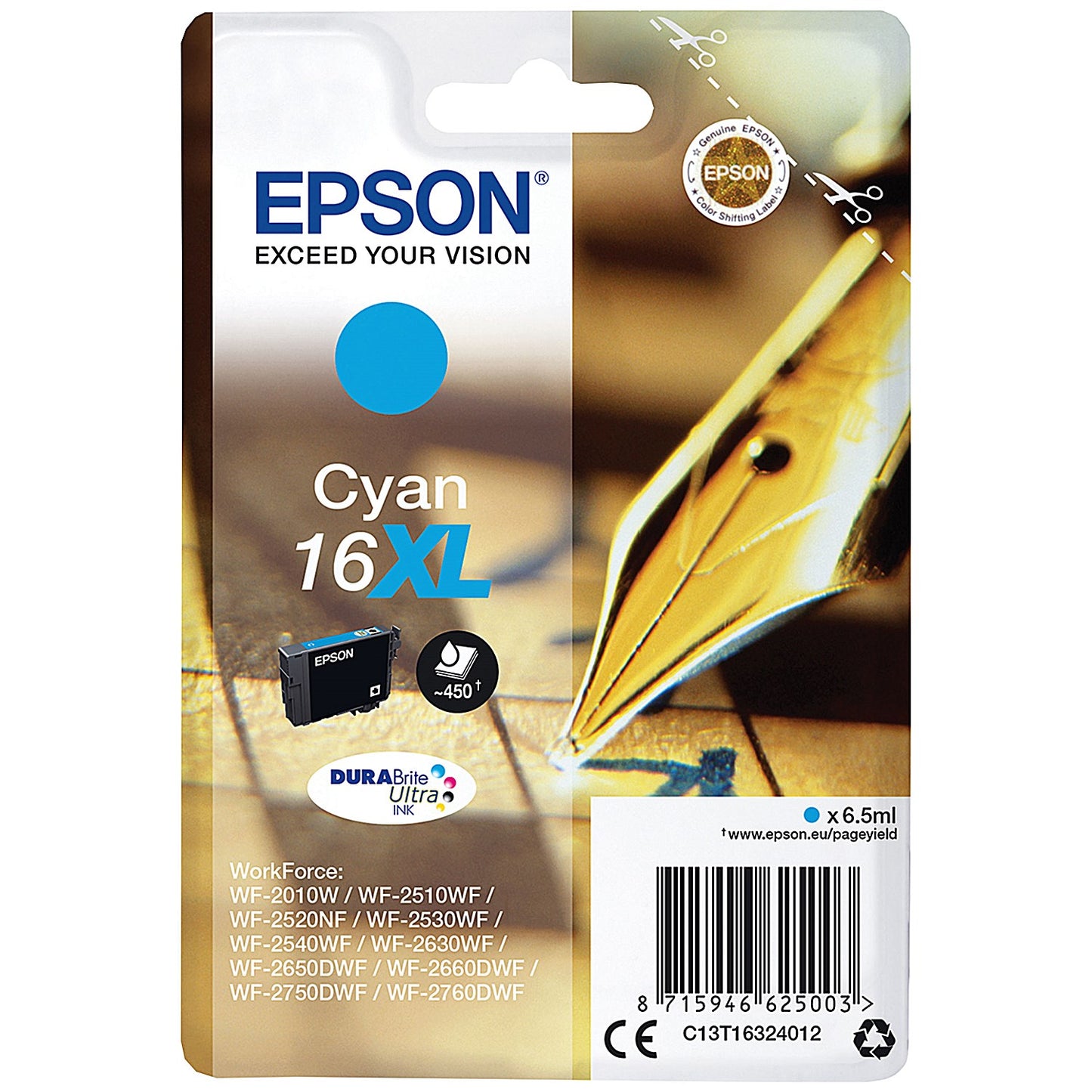 Epson 16XL Cyan High Yield Inkjet Cartridge