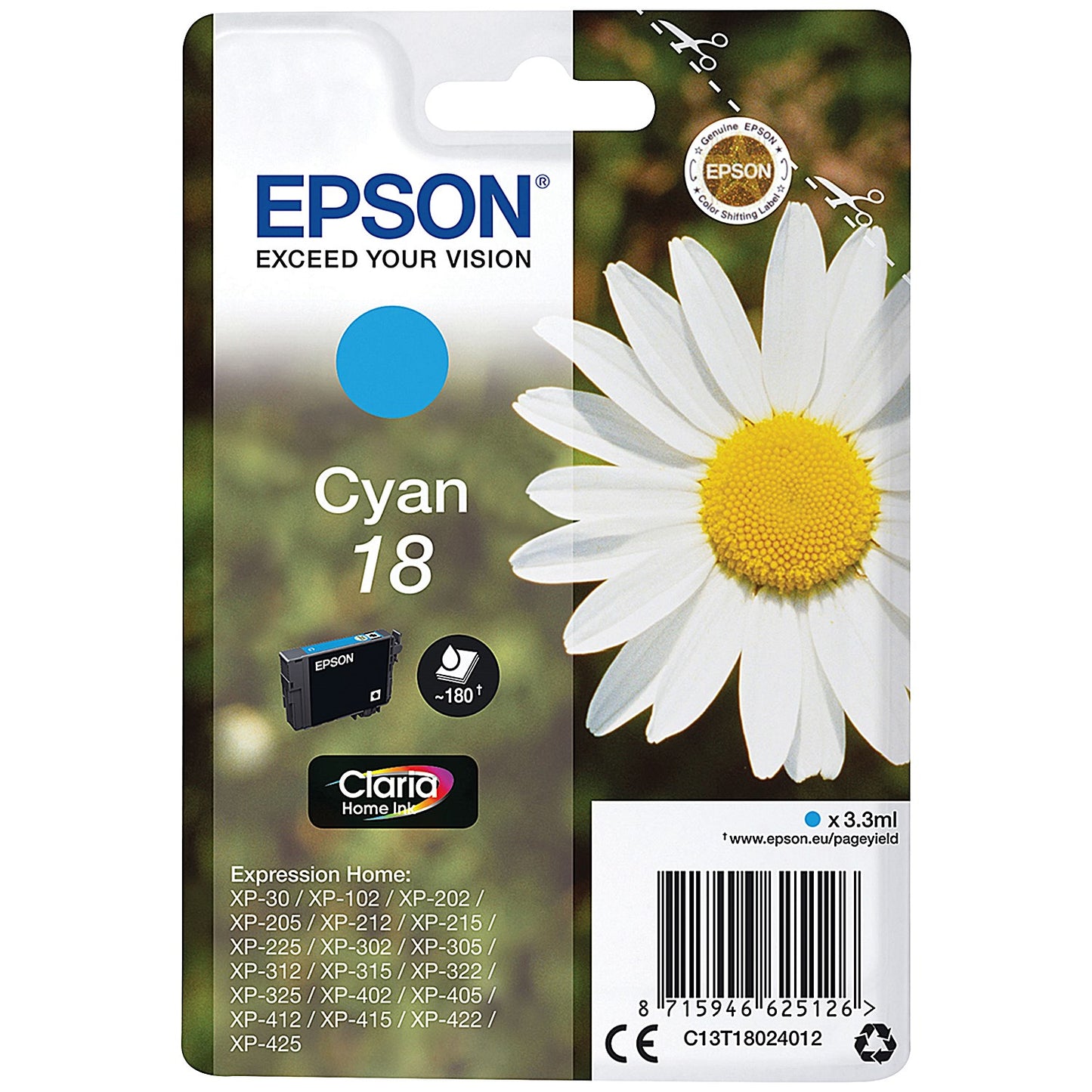 Epson 18 Daisy Claria Home Ink Cartridge Cyan C13T18024012