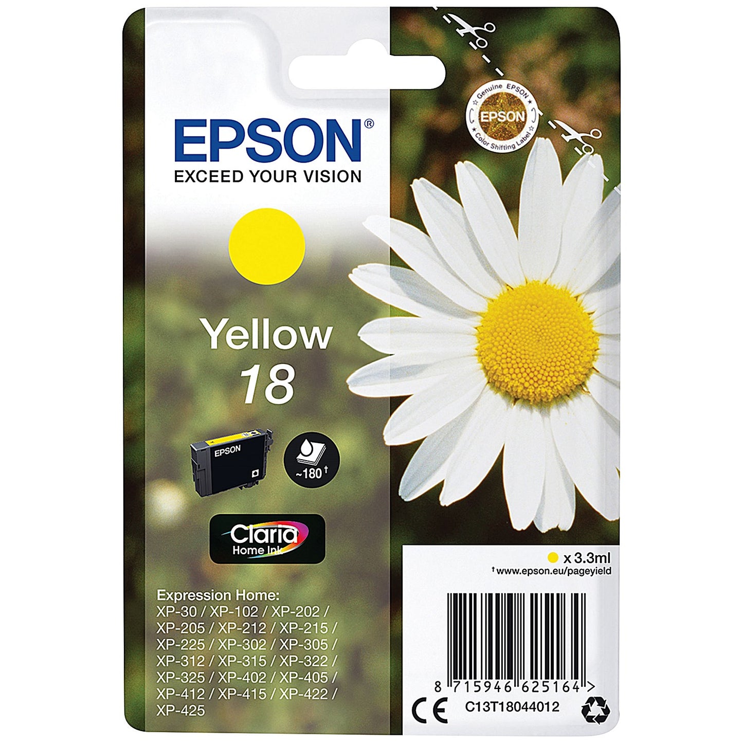 Epson 18 Daisy Claria Home Ink Cartridge Yellow C13T18044012