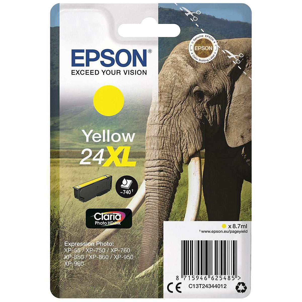 Epson 24XL Elephant Claria Photo HD Ink Cartridge High Yield Yellow C13T24344012 Easy2Order : EP62548