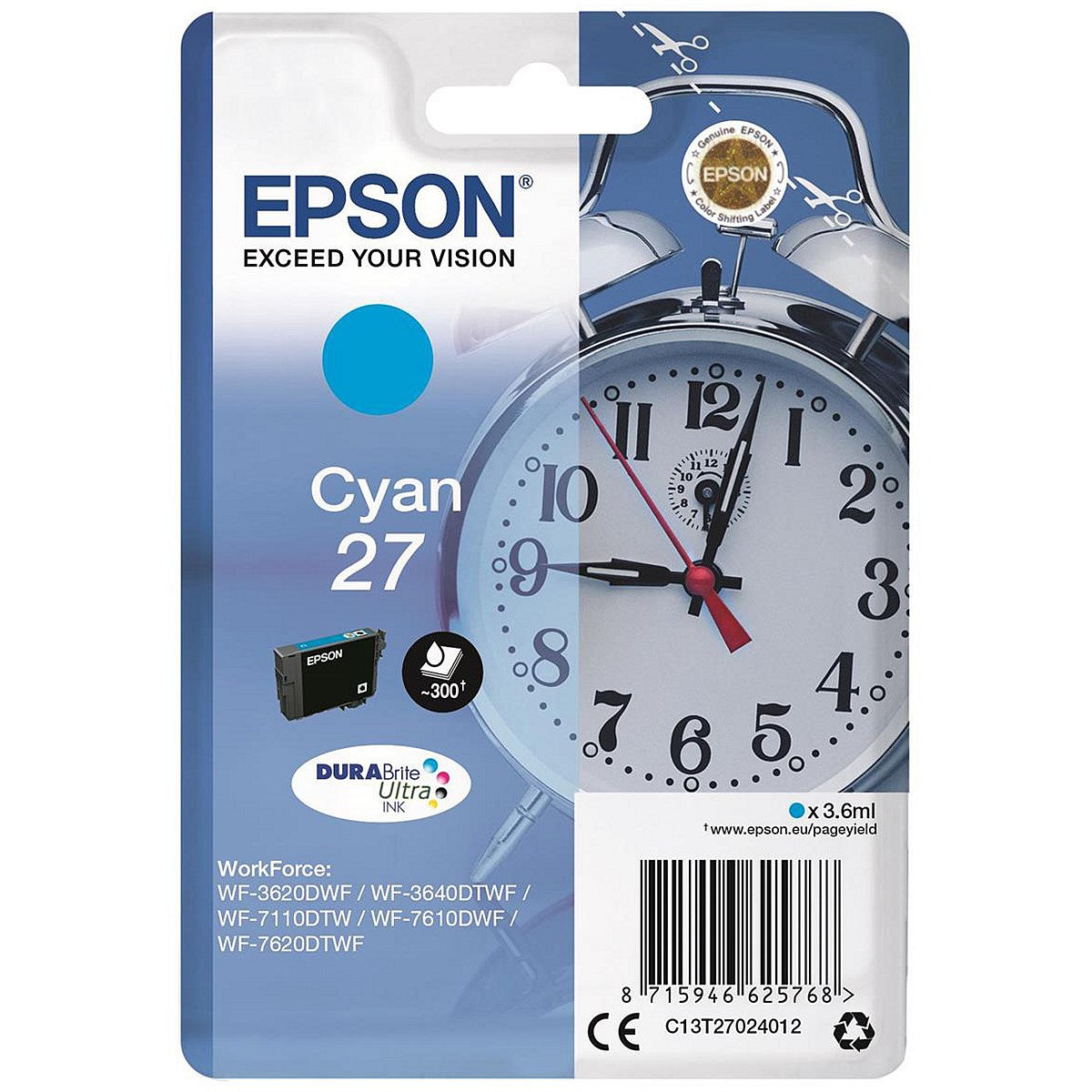 Epson 27 Inkjet Cartridge Alarm Clock Cyan