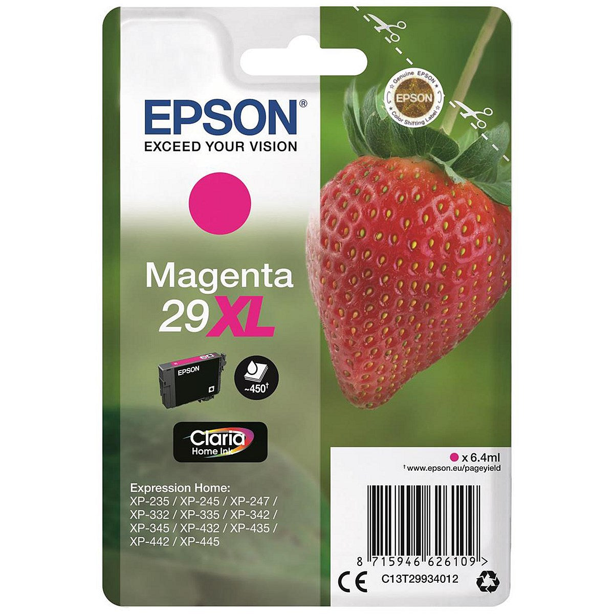 Epson 29XL Strawberry Claria Home Ink Cartridge High Yield Magenta C13T29934012