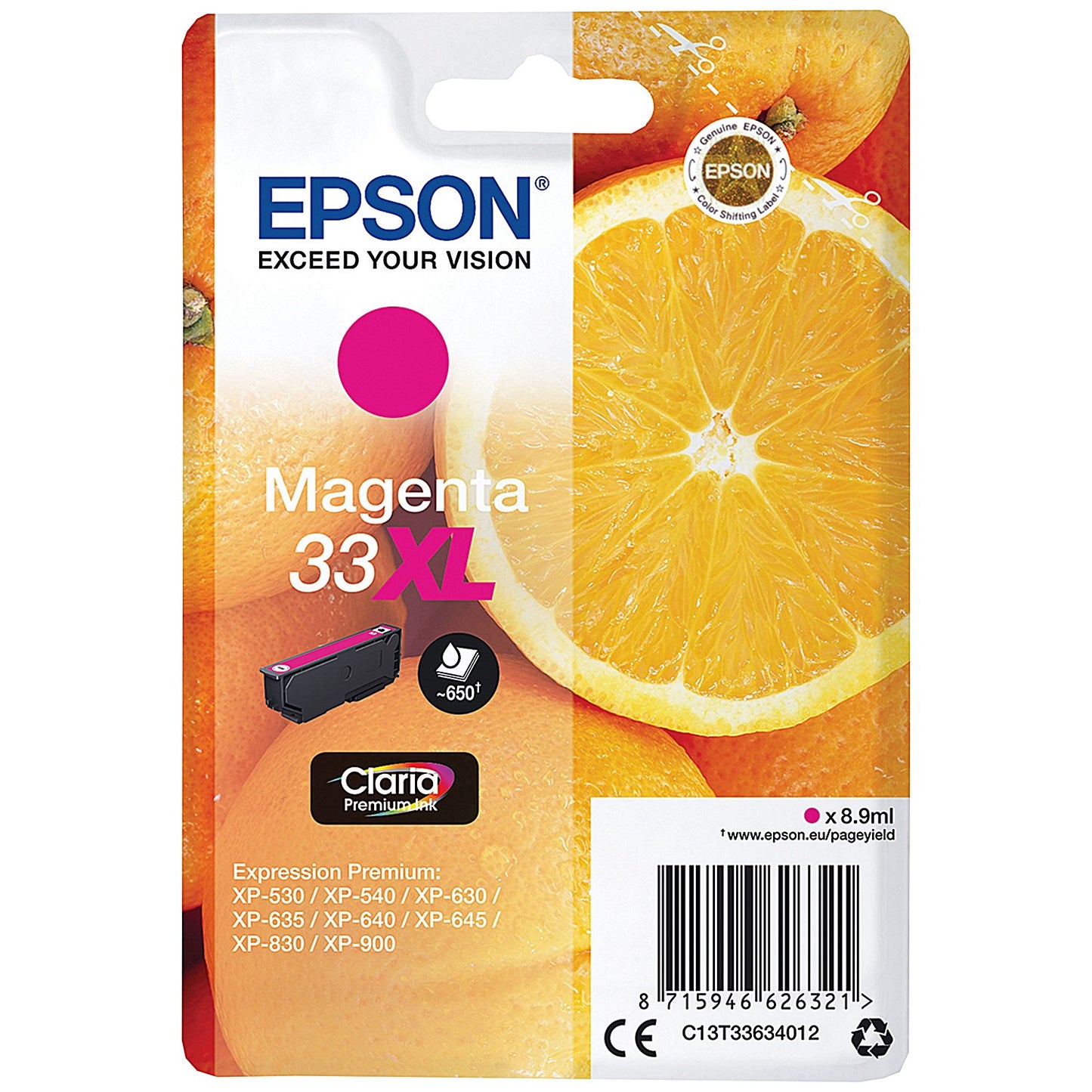 Epson 33XL Oranges Ink Cartridge High Yield Magenta C13T33634012
