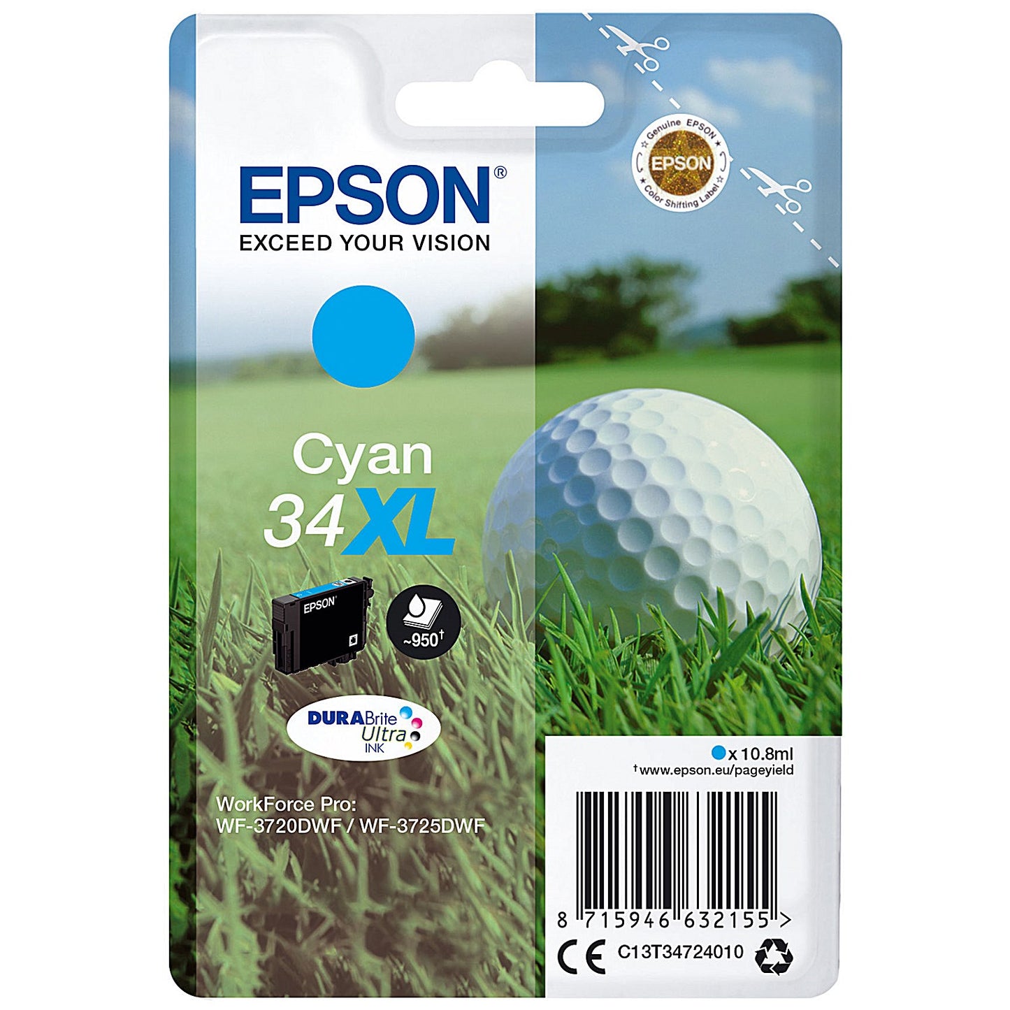 Epson DURABrite 34XL Ultra Cyan High Yield Ink Cartridge