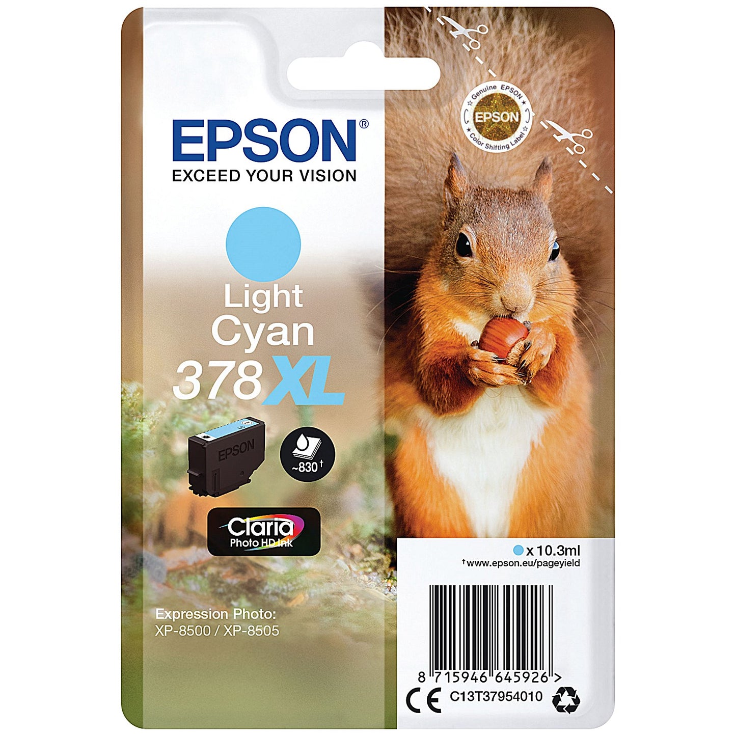 Epson 378XL Squirrel Ink Cartridge High Yield Light Cyan C13T37954010