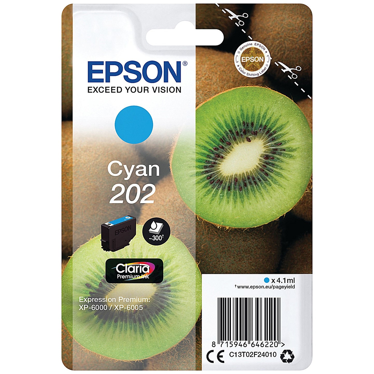 Epson 202 Kiwi Claria Premium Ink Cartridge Cyan C13T02F24010
