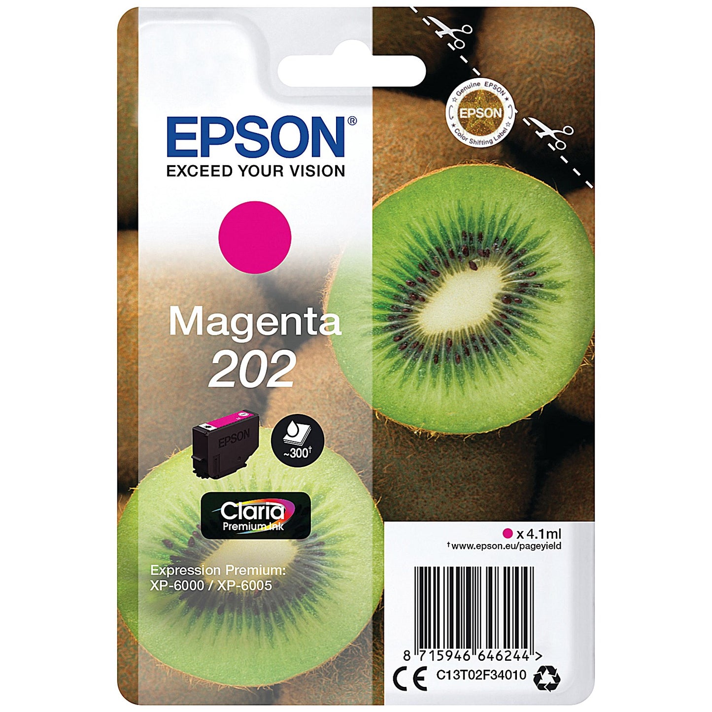 Epson 202 Kiwi Claria Premium Ink Cartridge Magenta C13T02F34010