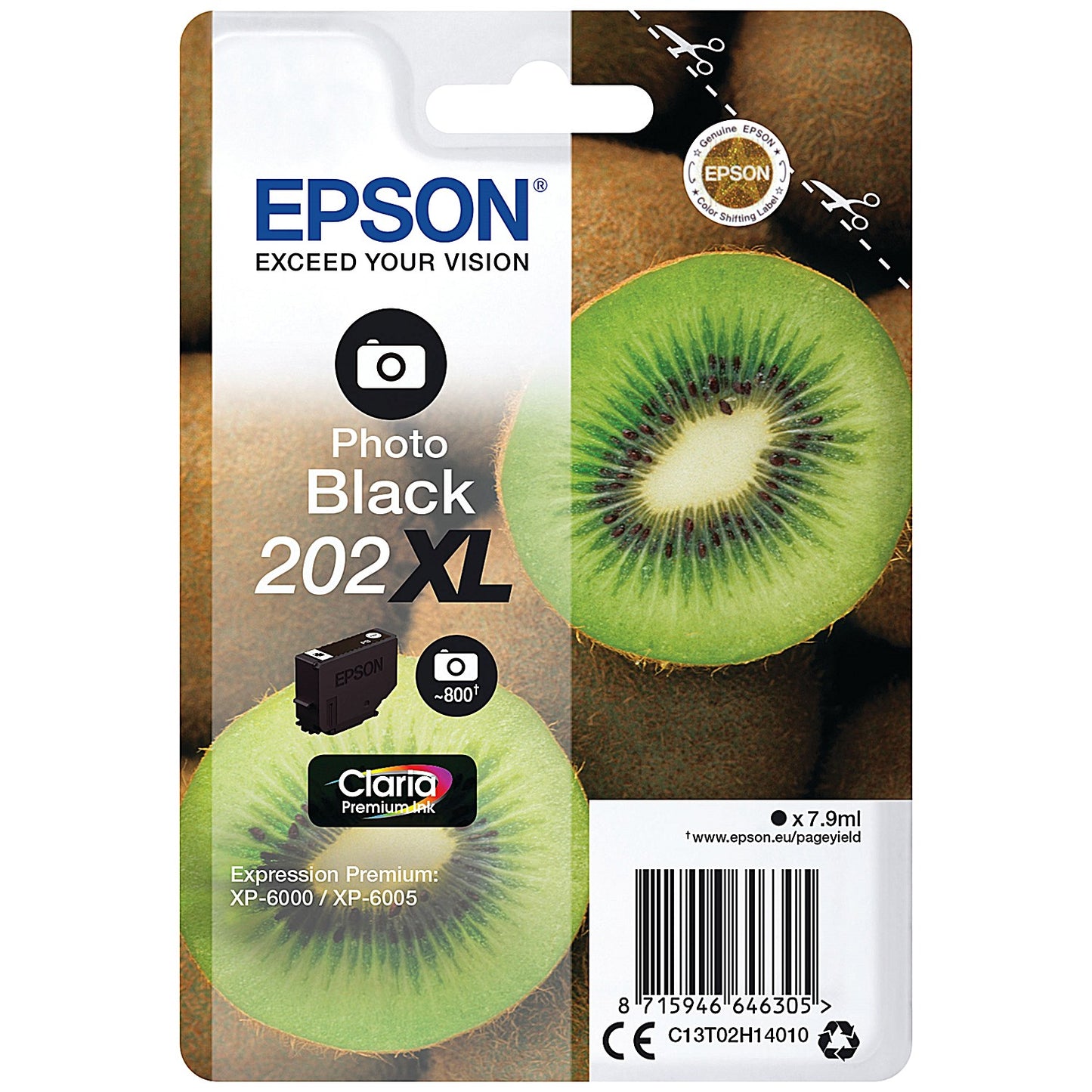 Epson 202XL Kiwi Claria Premium Ink Cartridge High Yield Photo Black C13T02H14010