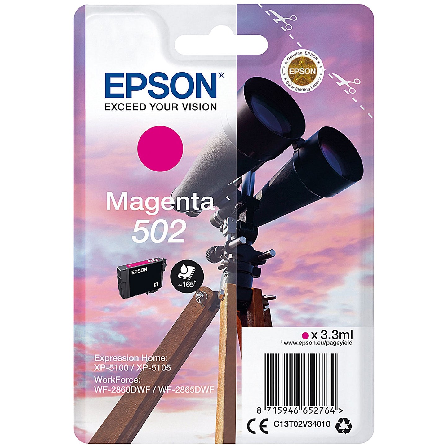 Epson 502 Binoculars Ink Cartridge Magenta C13T02V34010