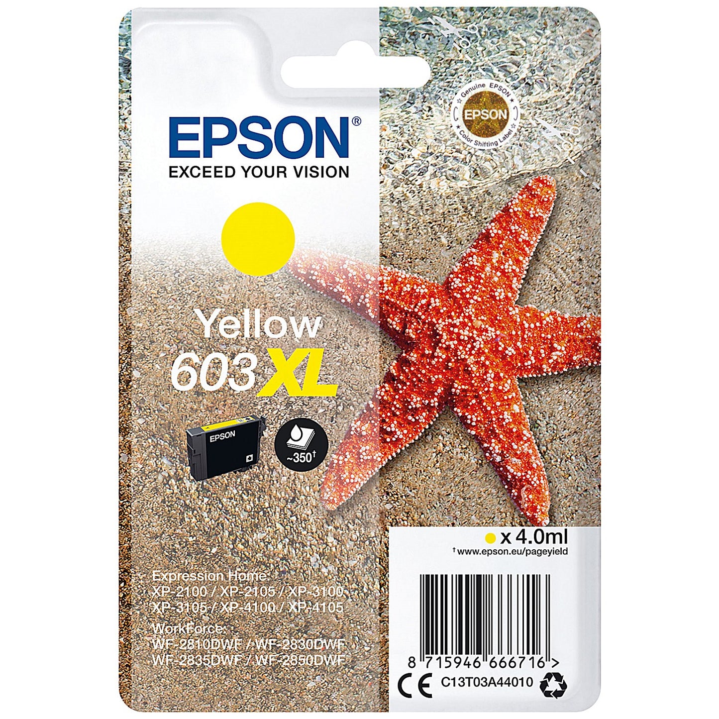 Epson 603XL Starfish Ink Cartridge High Yield Yellow C13T03A44010