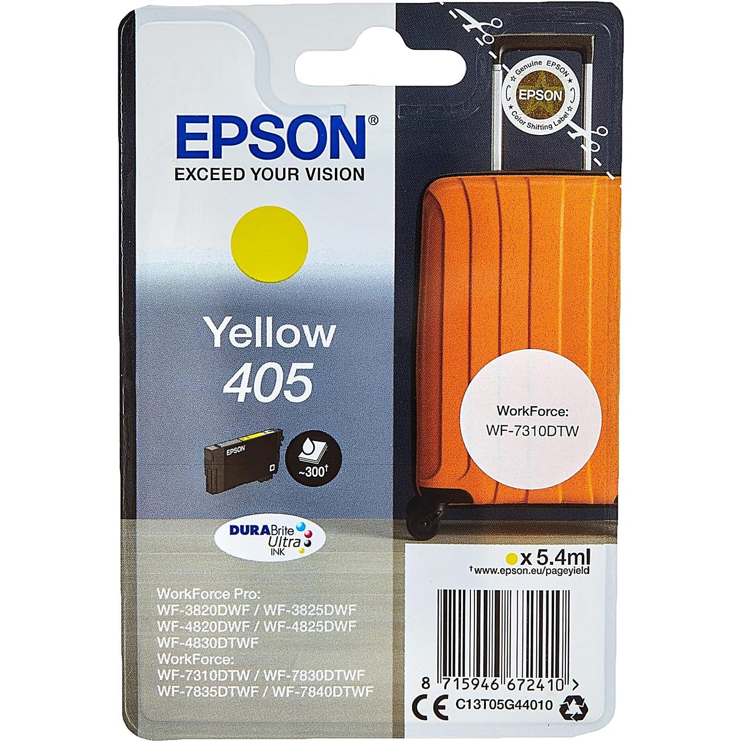 Epson 405 Suitcase DURABrite Ultra Ink Cartridge Yellow C13T05G44010