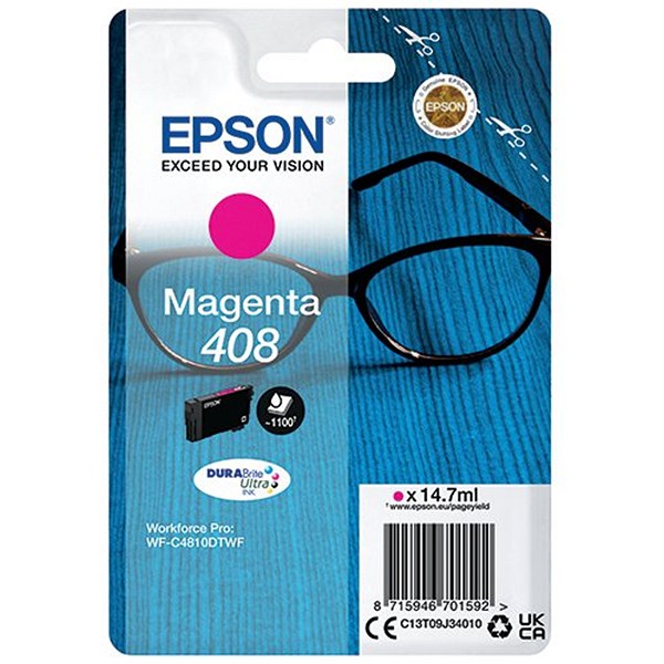 Epson 408 Glasses DURABrite Ultra Ink Cartridge Magenta C13T09J34010 Easy2Order : EP70159