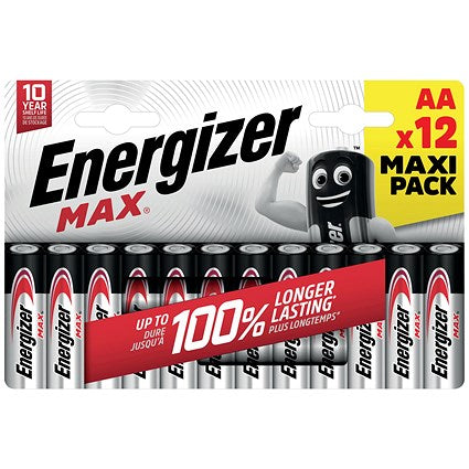 Energizer Max AA Alkaline Batteries, Pack of 12