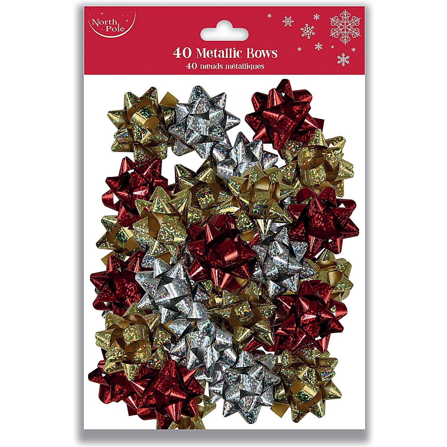 Eurowrap 40 Holographic Metallic Bows, Assorted, Pack of 12