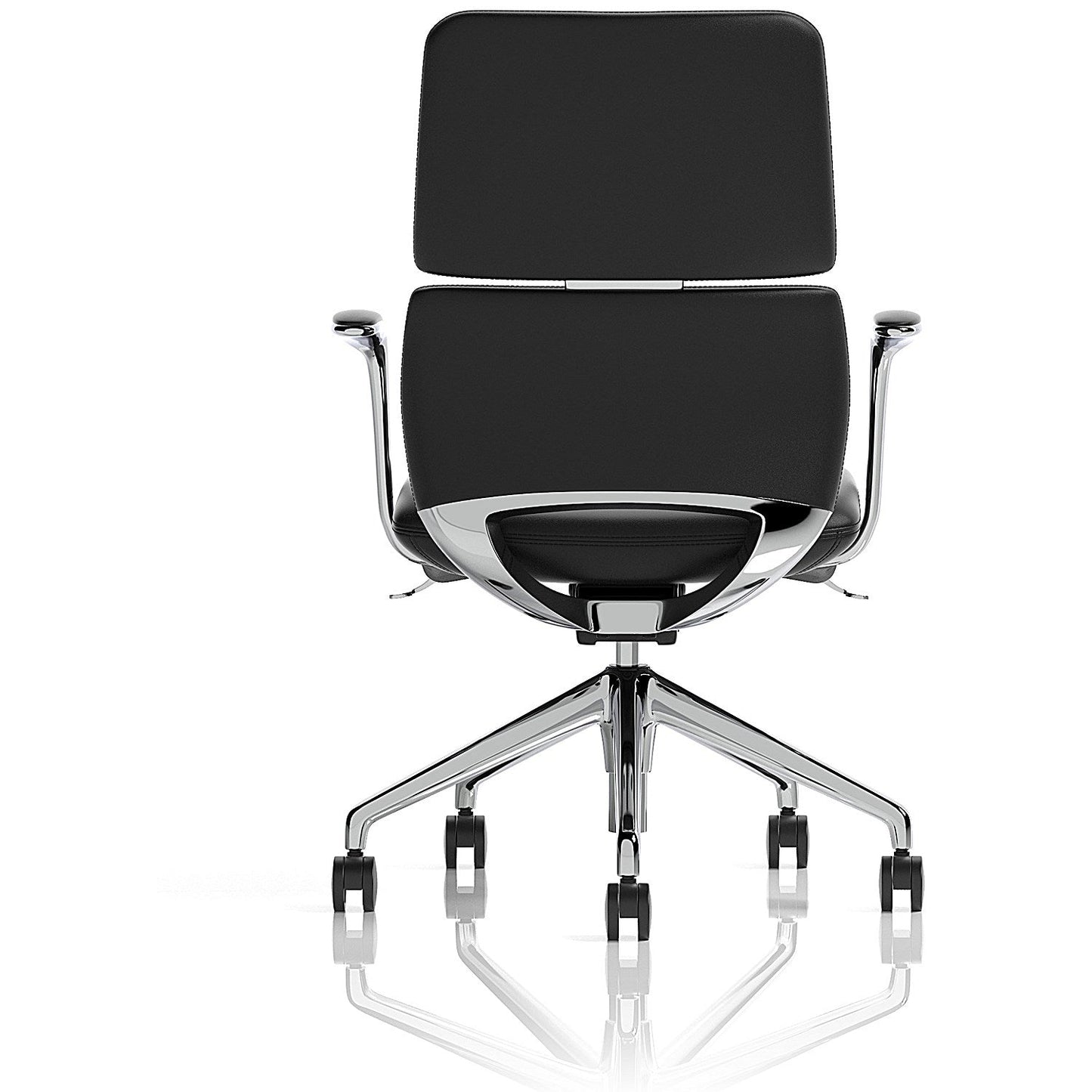 Mode Bonded Leather Executive Chair, Fixed Height Arms, Black & Silver Easy2Order : EX000266