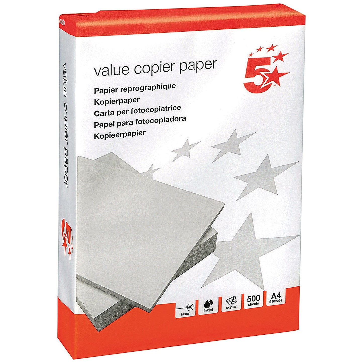 5 Star A4 Copier Paper 80gsm White Ream-Wrapped (Pack of 2500) Easy2Order : FS397921