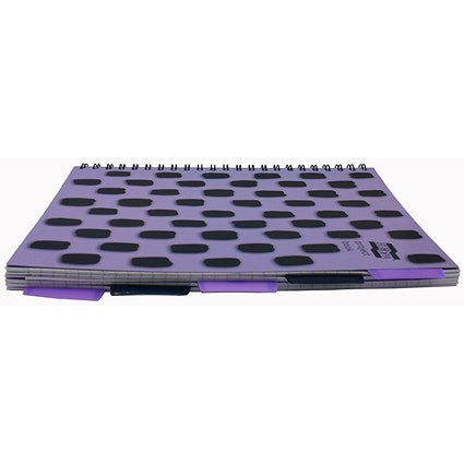 Europa Splash Project Book, A4, Ruled & Perforated, 200 Pages, Purple, Pack of 3