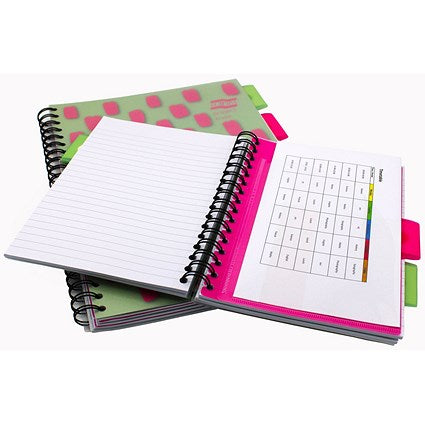 Europa Splash Project Book, A5, Ruled & Perforated, 200 Pages, Pink, Pack of 3