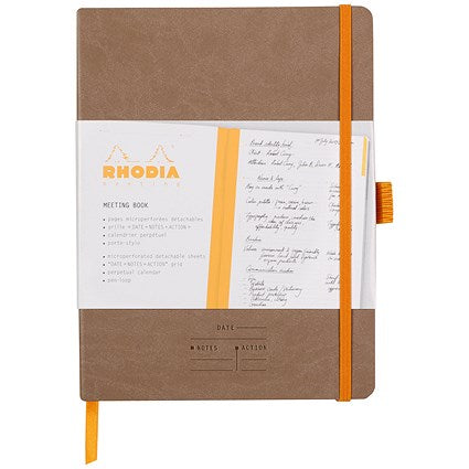 Rhodiarama Italian Leatherette Meeting Book, A5+, 160 Pages, Taupe