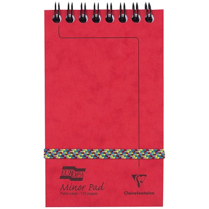 Europa Wirebound Minor Pad, 127x76mm, Ruled, 120 Pages, Assorted Colours, Pack of 20