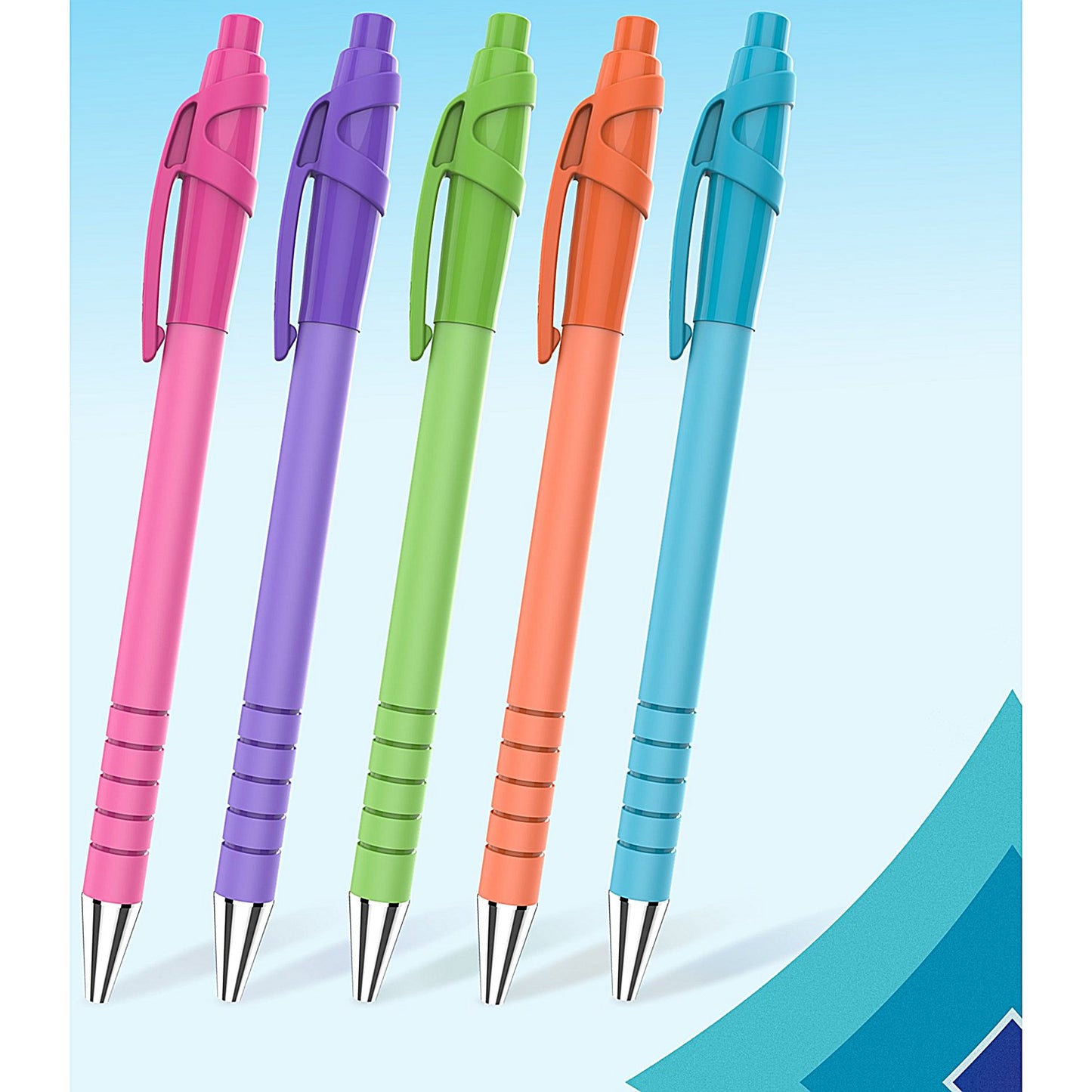 Paper Mate FlexGrip Ultra Ballpoint Pen, Medium 1.0mm, Bright Barrel, Black, Pack of 5