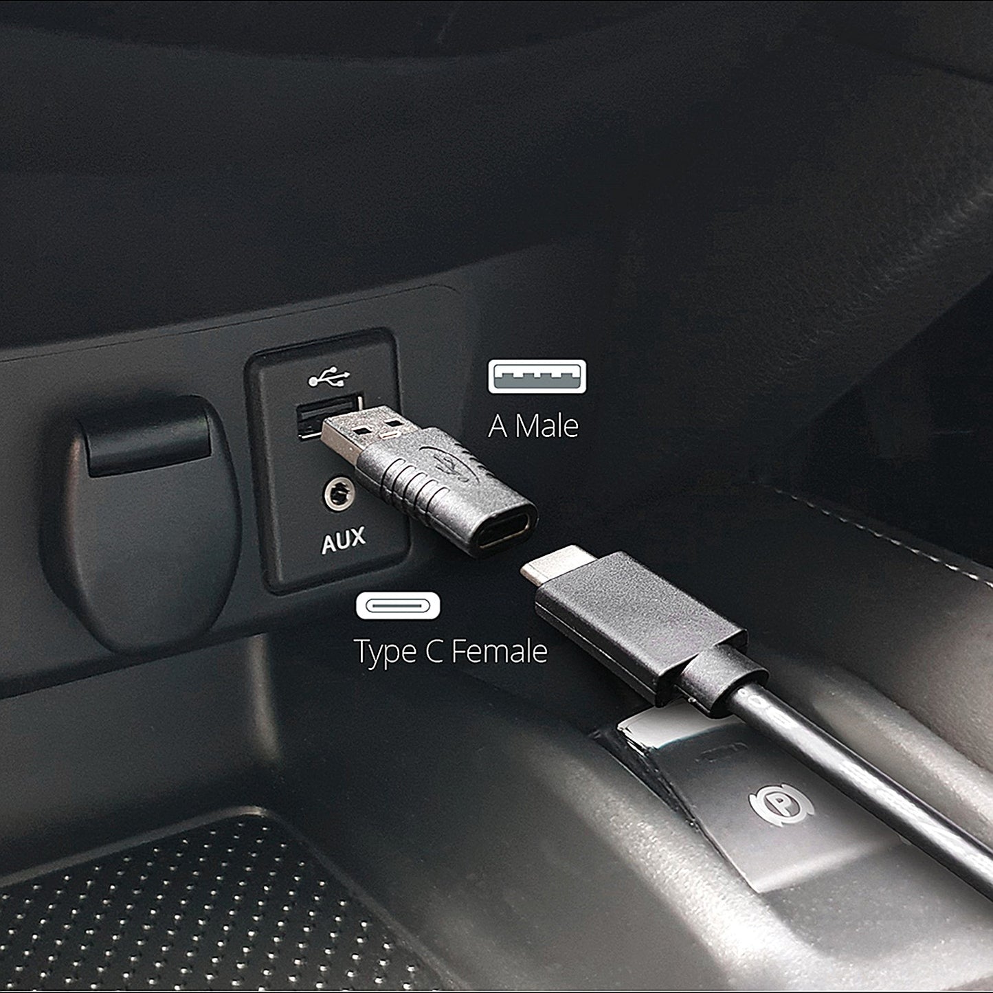 Connekt Gear USB C to USB A Adaptor, Black