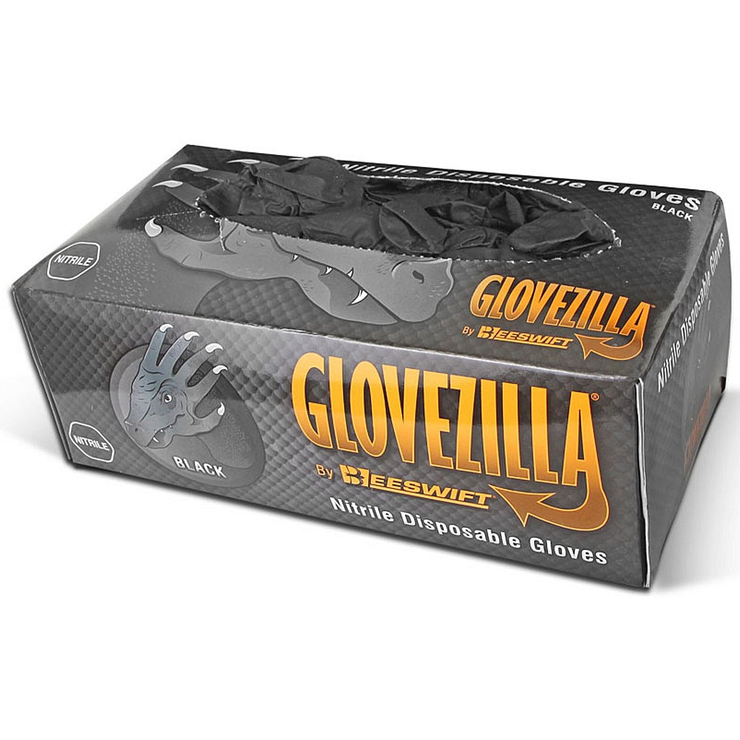 Beeswift Nitrile Disposable Powder Free Gripper Gloves, Black, 2XL, Pack of 900
