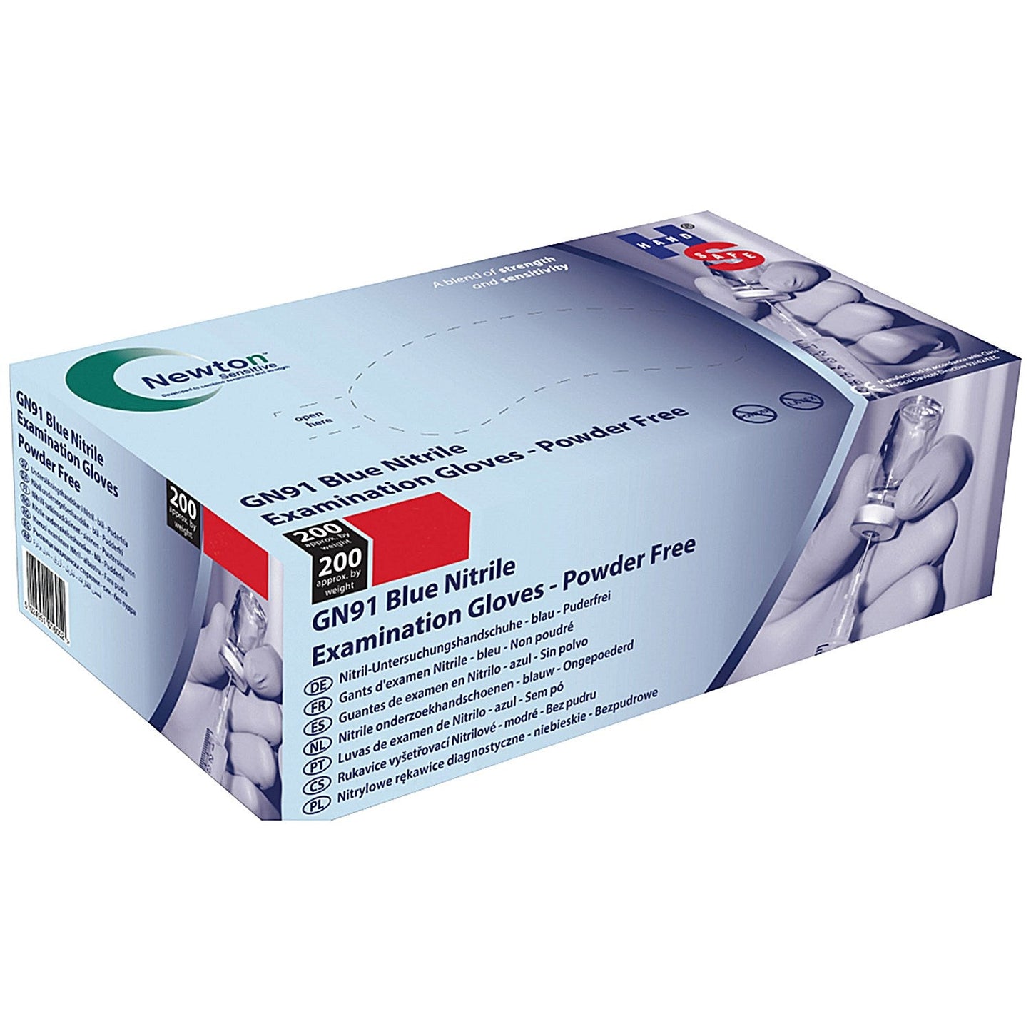 Handsafe Powder-Free Nitrile Gloves, Medium, Blue, Pack of 200 Easy2Order : HEA01606