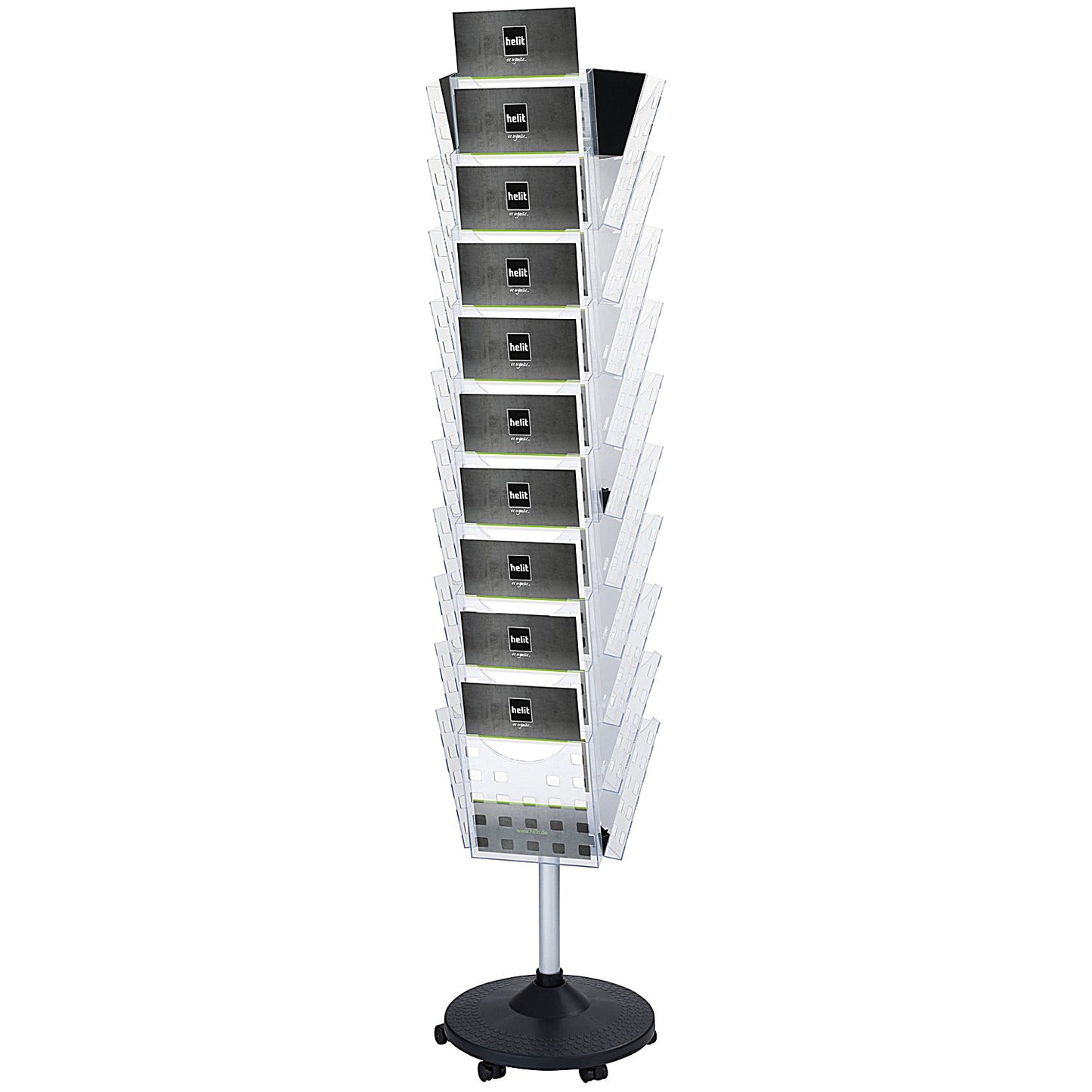 Helit Grid Rotating Floor Display, 30 x A4 Pockets Portrait, Clear