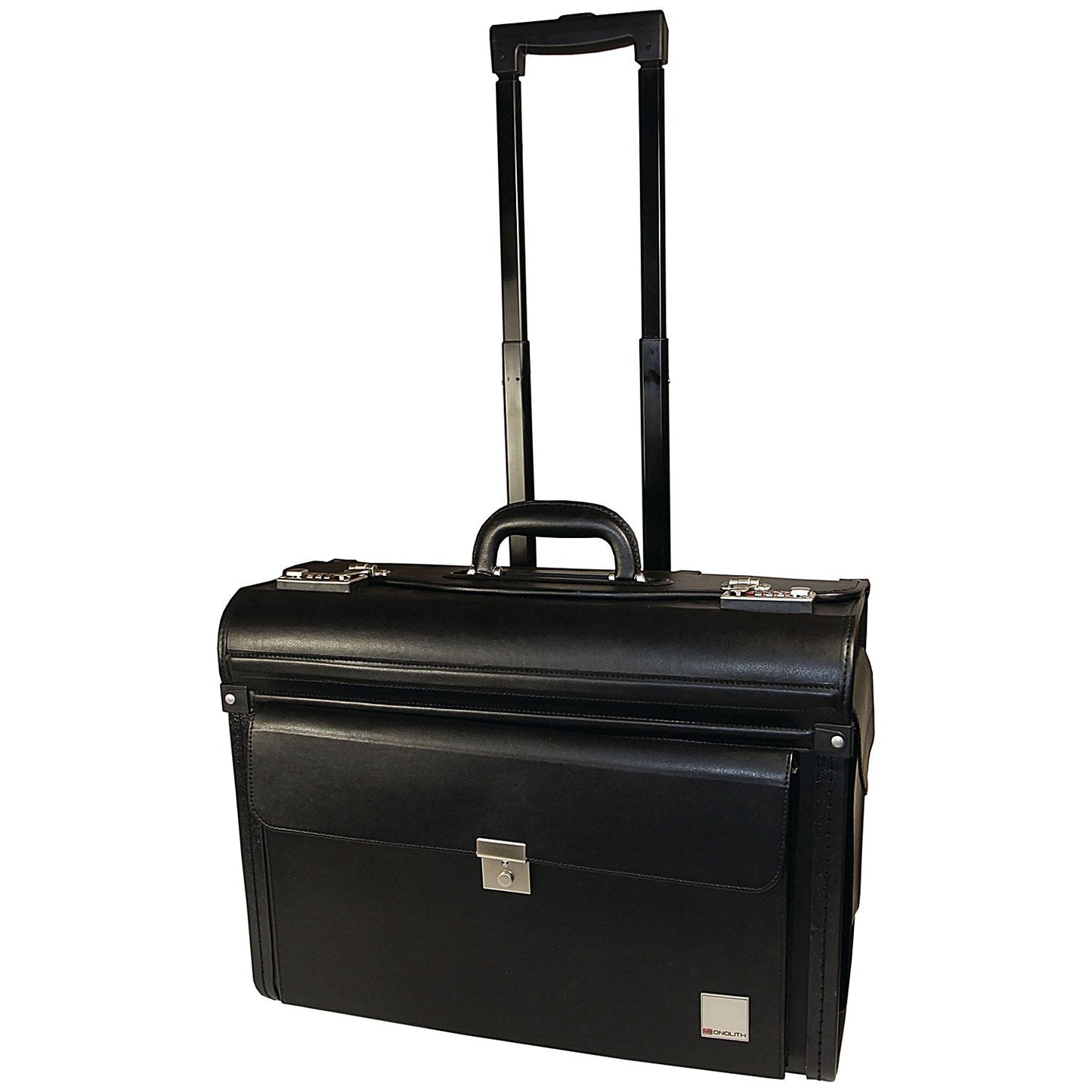 Monolith Leather Look Rolling Pilot Case, Black Easy2Order : HM21790